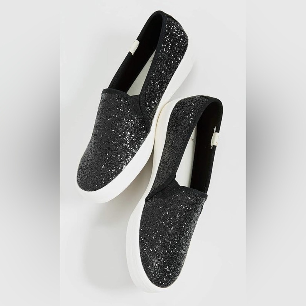 Kate Spade with Keds size 8 black glitter loafer sneakers
